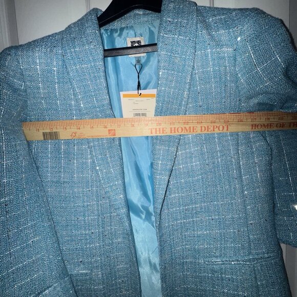 NWT Anne Klein Siren Blue Tweed Open Front Career Jacket Blazer Size S $139 - Picture 10 of 10